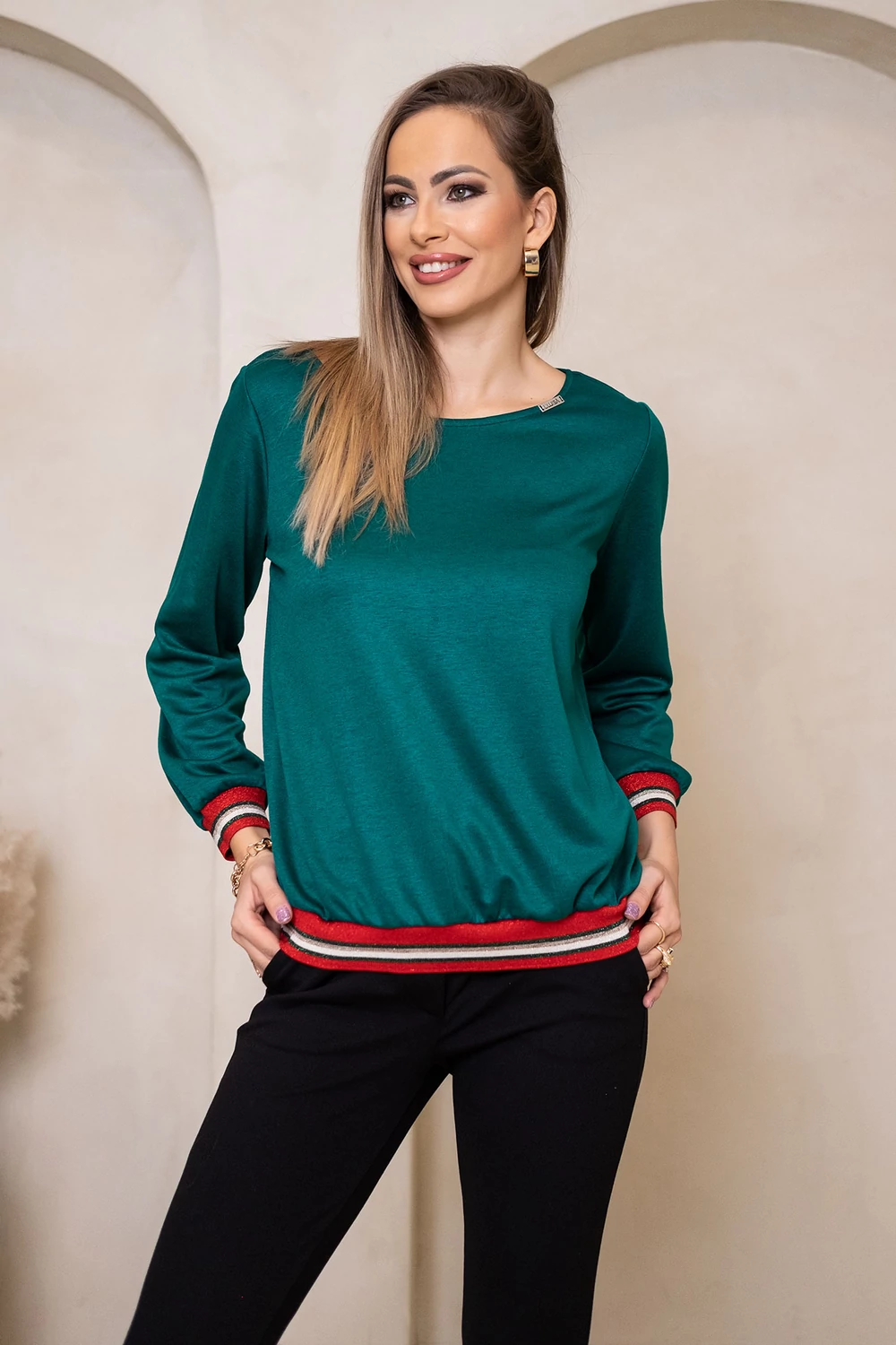 Sally felső - türkizzöld és piros Sally felső - türkizzöld és piros