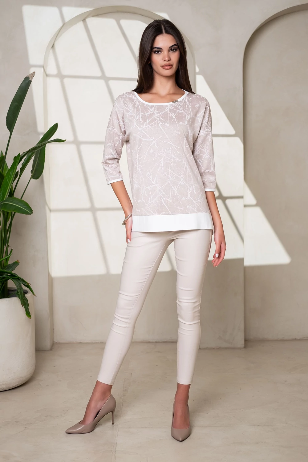 Betti felső - fehér cikornya bézsen