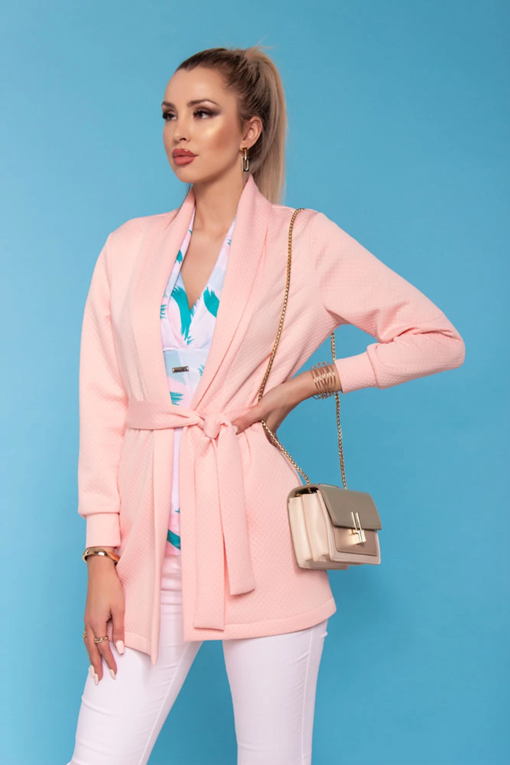 Helsinki kardigán - púder rózsaszín