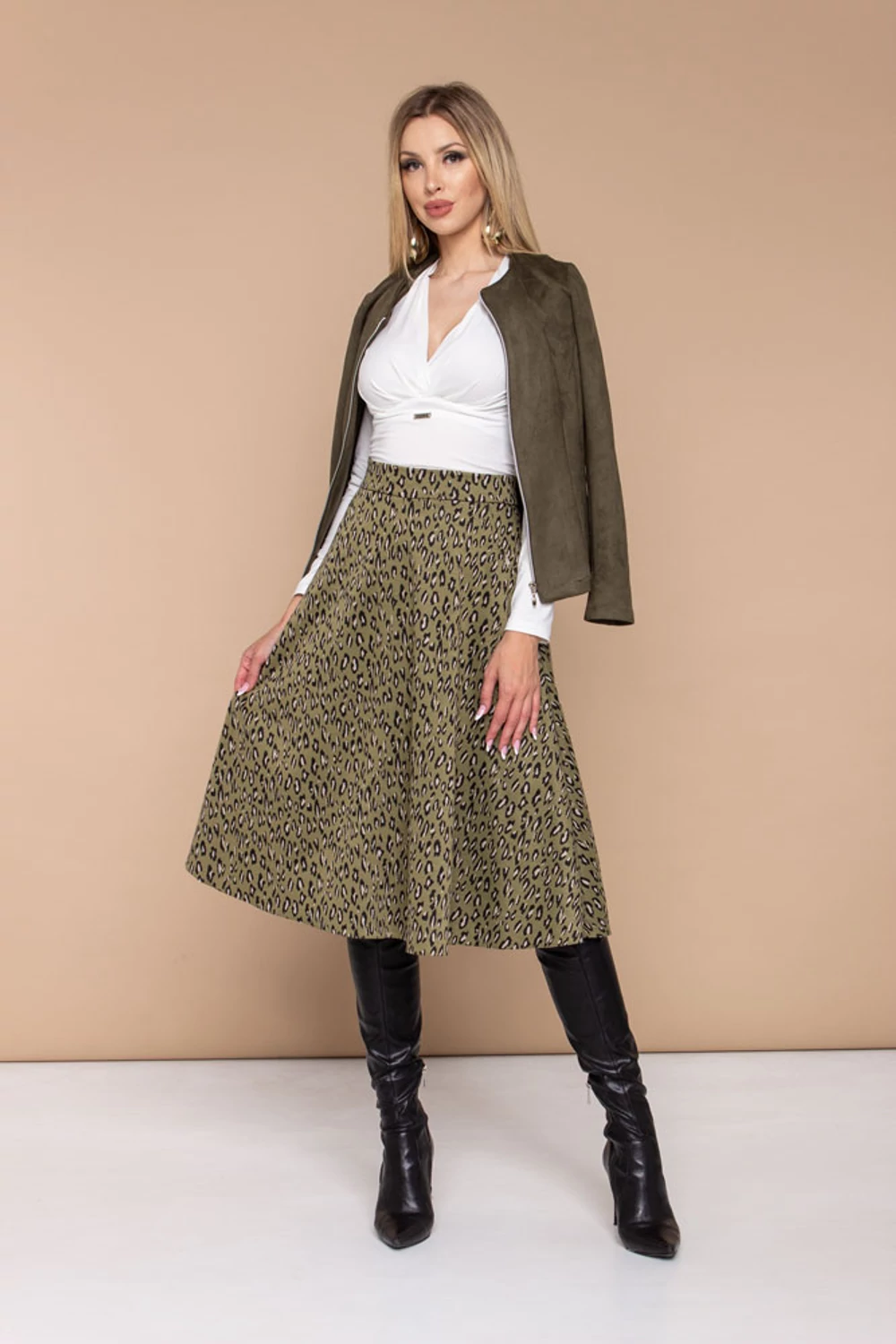 Babett szoknya - olíva ocelot Babett szoknya - olíva ocelot