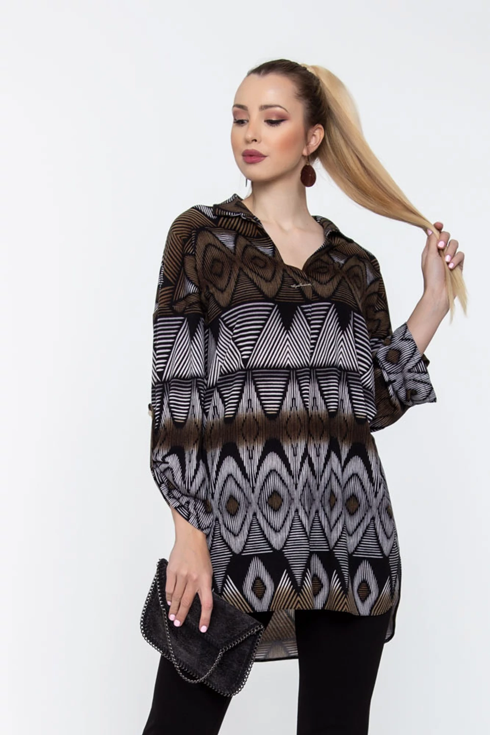 Eszter tunika - szürke mintás