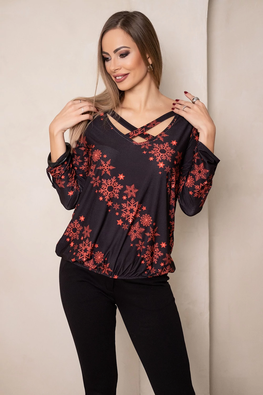 Phoebe tunika - ünnepi csillagok - piros Phoebe tunika - ünnepi csillagok - piros