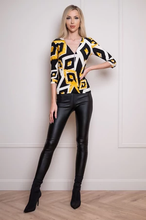 Kate cippes póló - sárga/fekete absztrakt Kate cippes póló - sárga/fekete absztrakt