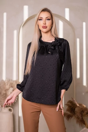 Grácia blúz - fényes fekete Grácia blúz - fényes fekete