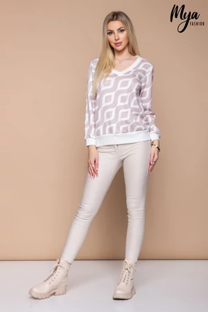 Emily pulóver - bézs mintás Emily pulóver - bézs mintás