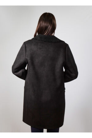 Roxána kabát - Fekete/fekete szőr