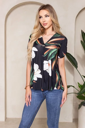 Niki tunika - virágok feketén Niki tunika - virágok feketén
