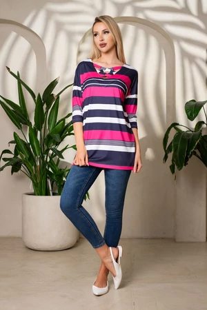 Xénia 2 funkciós tunika - pink/kék csíkok Xénia 2 funkciós tunika - pink/kék csíkok