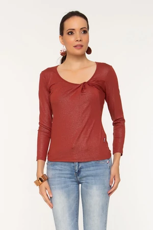 Rozsdaszín csavart díszítésű hosszúujjú felső