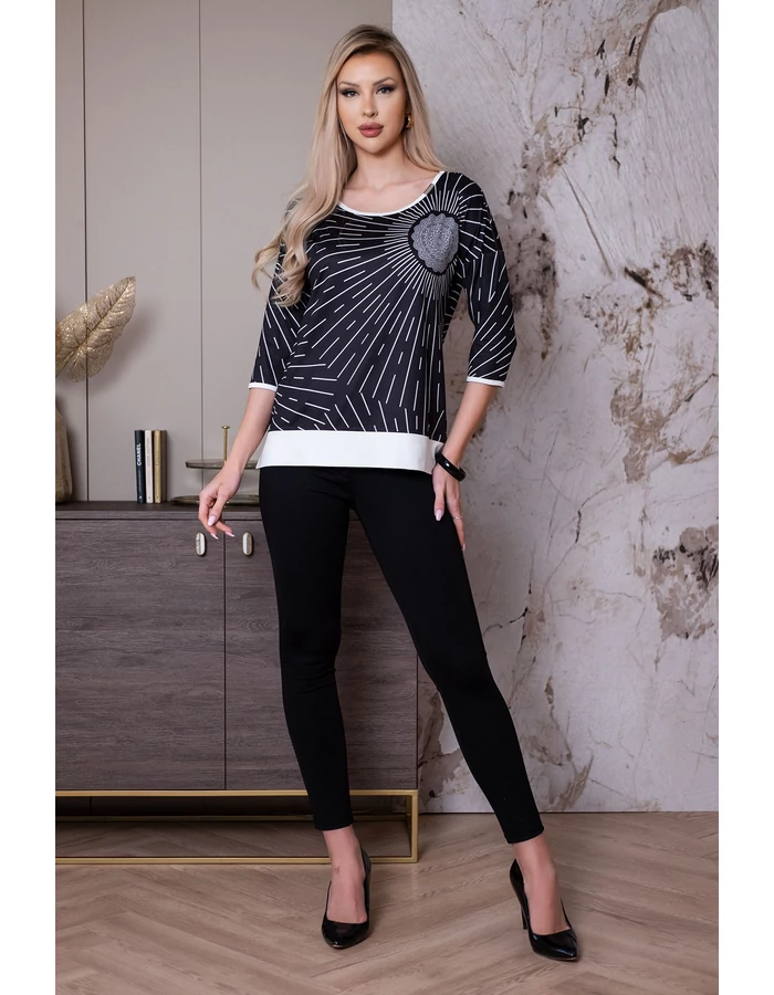 Betti felső - fekete/fehér mandala