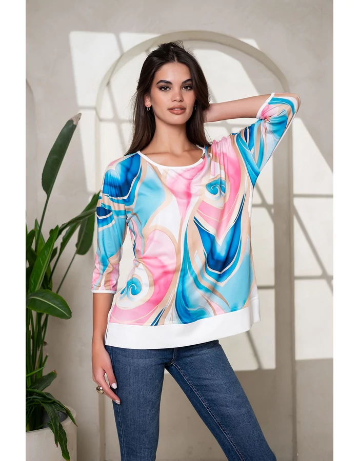 Betti felső - kék/rózsaszín hullám