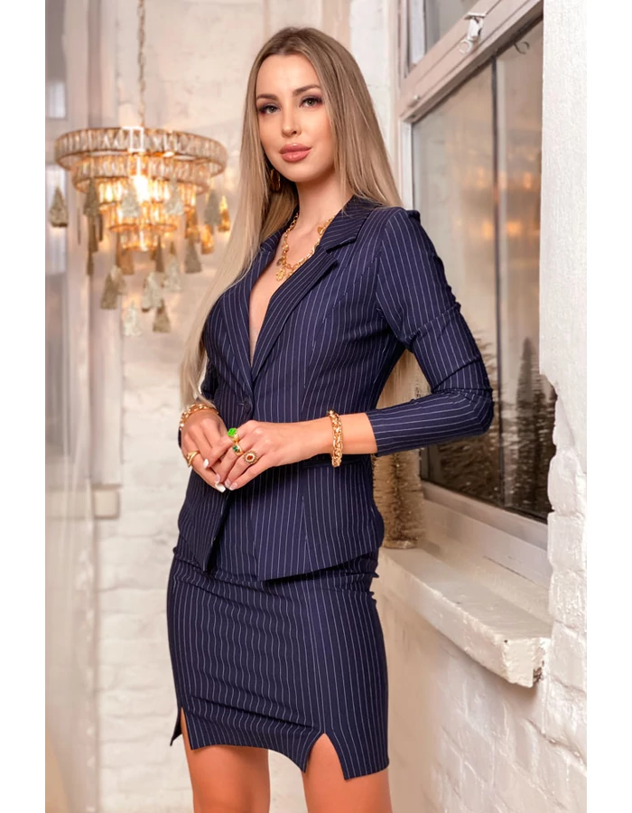 Eve blézer - sötétékék, hajszálcsíkos Eve blézer - sötétékék, hajszálcsíkos
